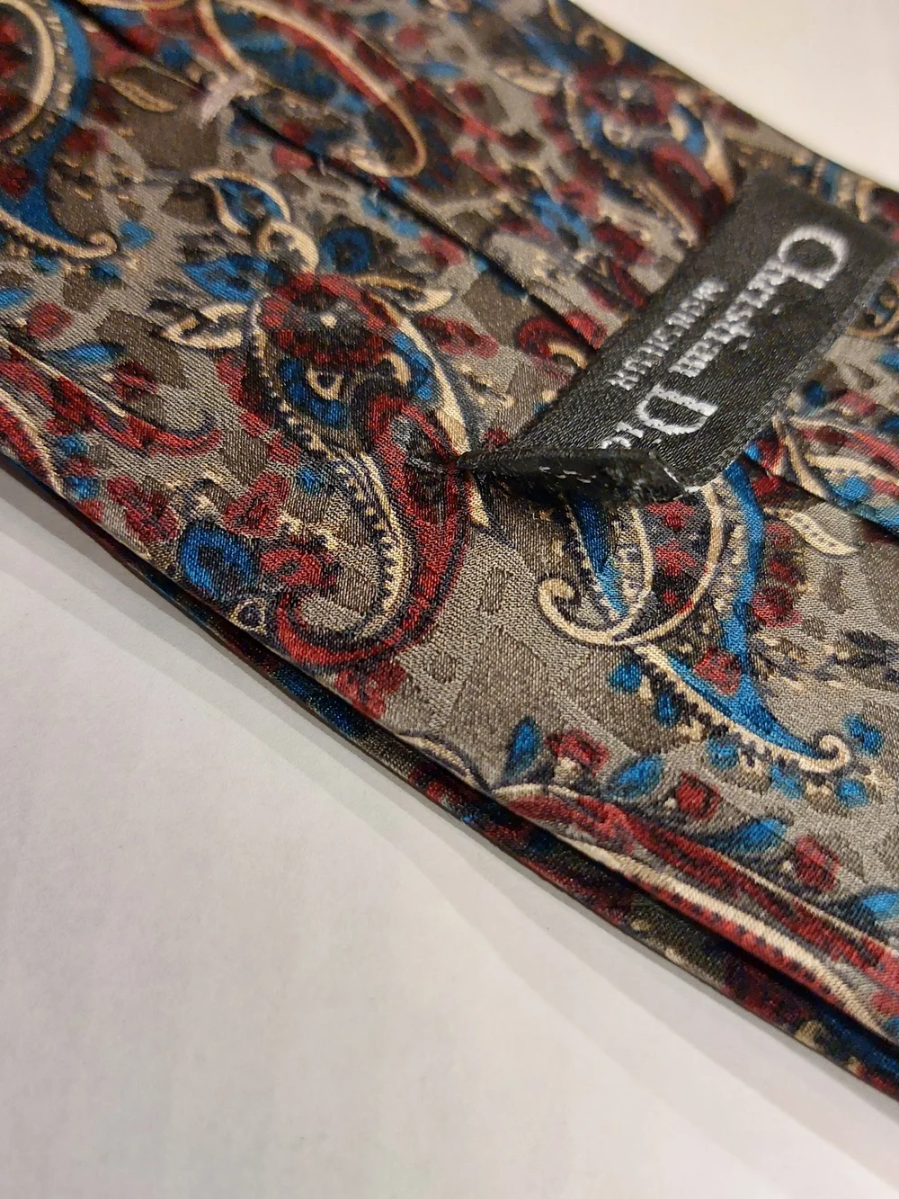 Dior Mens Grey Paisley Silk Tie